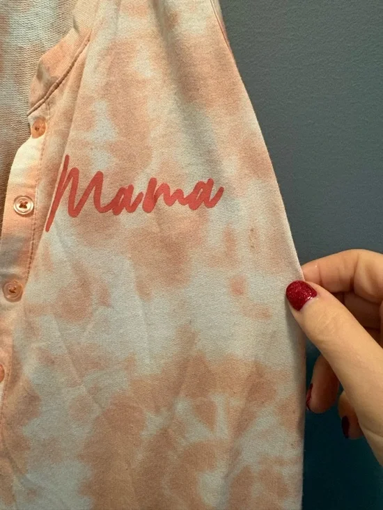 Women's Peach Tie-Dye Sleeveless Pajama Jumpsuit Mommy & Me - Picture 3 of 7